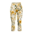 thumbnail image 4 of SCRAWLGOD Daisy Flower Beige Capri Leggings for Women Slim High Waisted Capri Yoga Leggings with Pockets for Women Lightweight Casual Tummy Control Yoga Pants, XXL, 4 of 7