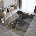 thumbnail image 3 of Black Gray Marble Area Rugs, Golden Trace Lines Entrance Carpet, 3D Carpet Soft Feel Easy to Clean Fine Fluff Apply to Farmhouse Bedroom Area,5x8ft, 3 of 6