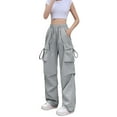 thumbnail image 2 of Tittly Sweatpants Women Cargo Pants Women Women's Summer New Waist Draping Breathable Two Wear Casual American Harlan Sportswear Pants Cargo Joggers Womens Cargo Pants Grey M, 2 of 4