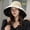 (beige) Black glue storage bow shaped sun hat, variant on Summer Black Rubber Bow Shading Hat For Women, Japan And South Korea, UV Resistant Hat With Large Eaves To Cover Face And Sun Protection, Patchwork Cool Hat