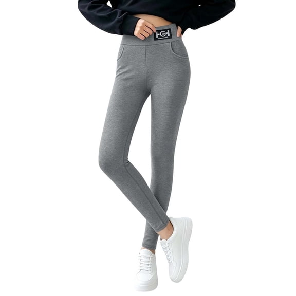 vdgthytj Casual Pants for Women Elastic High Waist Skinny Stretchy Leggings Fall Winter Base Layer Trousers(X-Large,Gray)