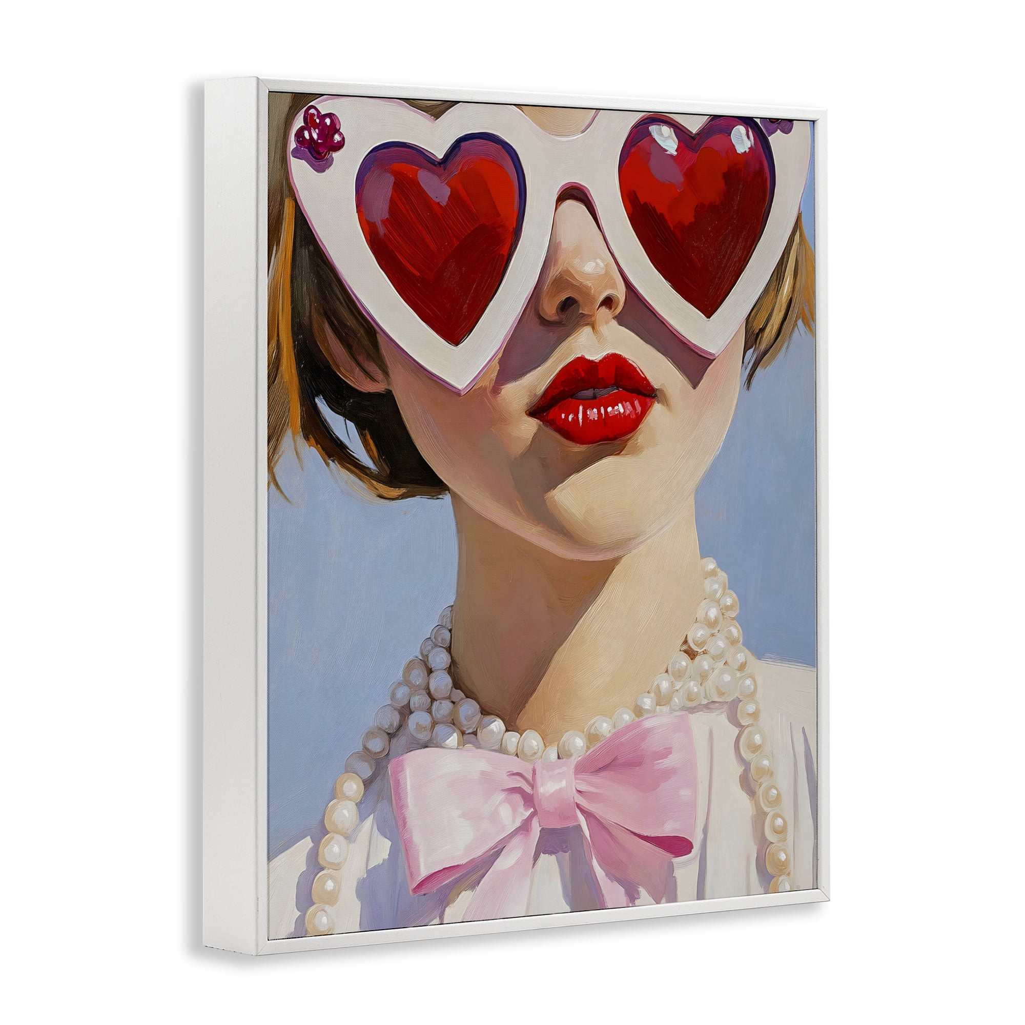 Stupell Industries Romantic Red Heart Glasses White Framed Giclee Art, design by The Prints Vibe