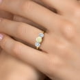 thumbnail image 4 of Gem Stone King 18K Yellow Gold Plated Silver White Ethiopian Opal and White Moissanite Engagement Ring for Women | 1.56 Cttw | Round Cabochon 6MM | Gemstone October Birthstone | Size 5, 4 of 7