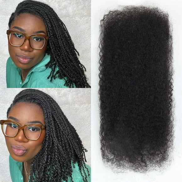 Vecago Afro Kinkys Bulk Human Hair, 14 inch 4c Curly Hair for Permanent Sister Locs/Mini Twists/Braids/Repair Can Dye and Bleach(50 Gram),Black