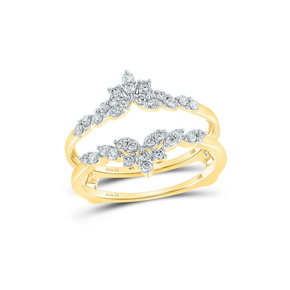 14kt Yellow Gold Womens Round Diamond Wrap Enhancer Wedding Band 1/3 Cttw