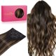 thumbnail image 1 of WENNALIFE Extensiones de cabello humano con clip, 16 pulgadas, 4.23 oz, 7 unidades, extensiones de cabello Balayage de color negro natural a marrón castaño, extensiones de cabello humano con clip, ext, 1 of 5