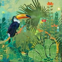 "Toucans and Flowers" Painting Print on Wrapped Canvas