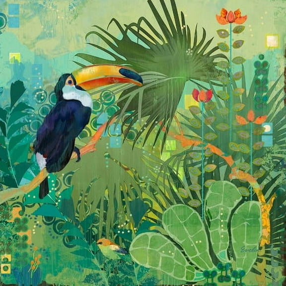 "Toucans and Flowers" Painting Print on Wrapped Canvas