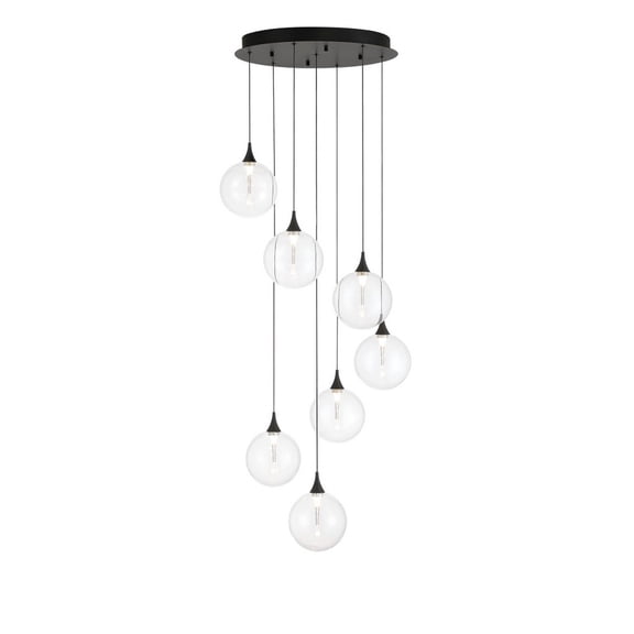 Eurofase 48929-011 Iissa 7-Light 21 in. Matte Black Clear Glass Chandelier