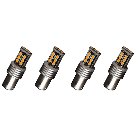 4X Amber/Yellow 1156 Ba15S 2835 15W Error Free Car LED Turn Signal Light Bulbs