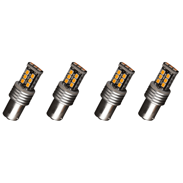 4X Amber/Yellow 1156 Ba15S 2835 15W Error Free Car LED Turn Signal Light Bulbs