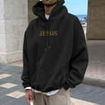 thumbnail image 2 of Men's Jesus Hoodie Loose Fit Letter Print Hooded Sweatshirt Long Sleeve Casual Streetwear Graphic Hoodies, 2 of 4