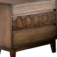 thumbnail image 2 of Benzara BM203223 Transitional 3 Drawer Wooden Nightstand with Laser Cut Design, Brown, 2 of 3