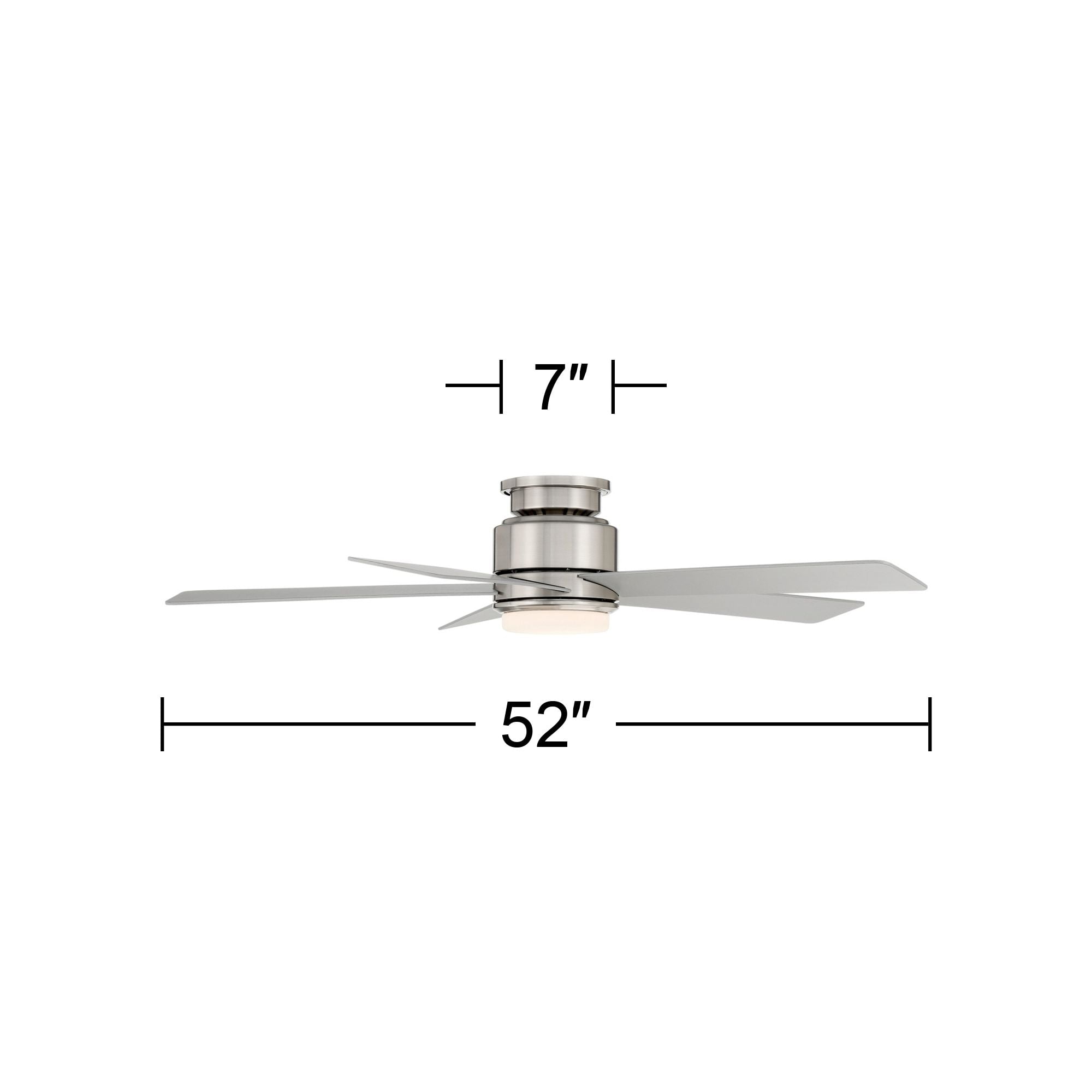 52" Casa Vieja Grand Palm Modern Indoor Outdoor Hugger Ceiling Fan with Dimmable LED Light Remote Control Brushed Nickel Damp Rated for Patio Exterior