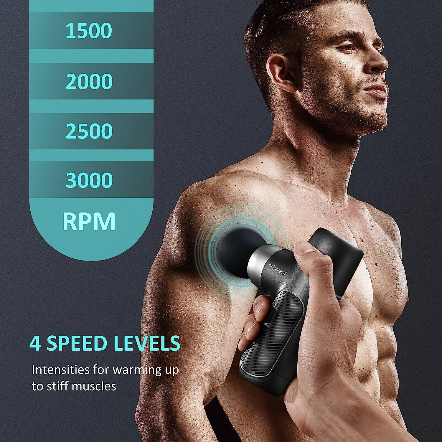 Arboleaf Mini Massage Gun Deep Tissue Muscle Massager - Waterproof, 4 Silicone Heads