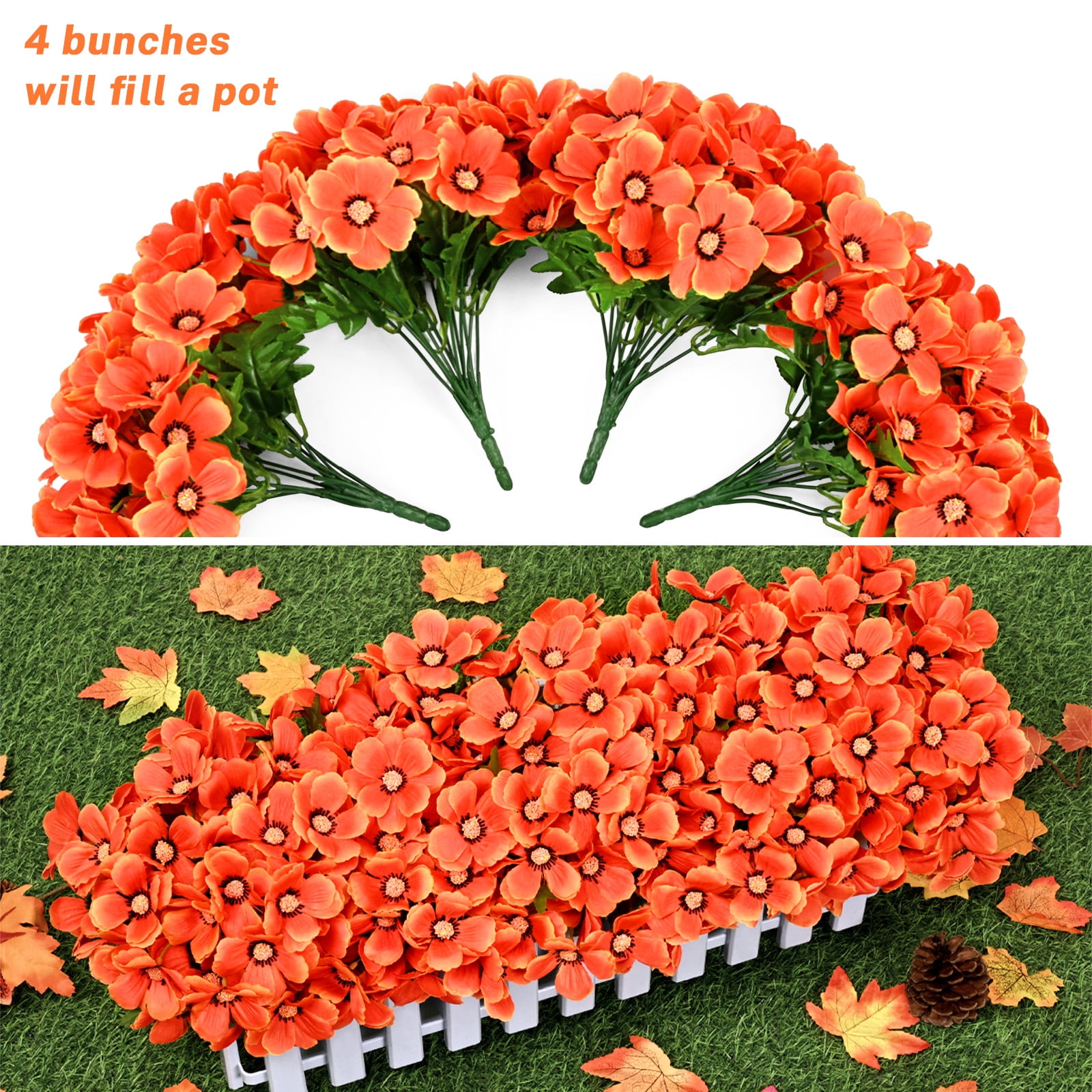 Waipfaru 8 Pack Artificial Flowers for Outdoor, UV Resistant Silk Fake Plants for Porch Patio Balcony Front Door Garden Decoration