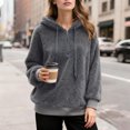 thumbnail image 4 of GEWSEY Womens Fuzzy Fleece Pullover Oversized Sherpa Jacket Half Zip Pullover Sweaters Winter Faux Fur Jacket Coat (Dark Gray, M), 4 of 7