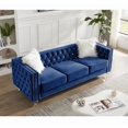thumbnail image 7 of 3 Seater Velvet Crystal Buckle Uphostered Sofa with 2 Plush Pillows, Modern Living Room Couch with Removable Cushion and Crystal Feet, Navy Blue, 7 of 7
