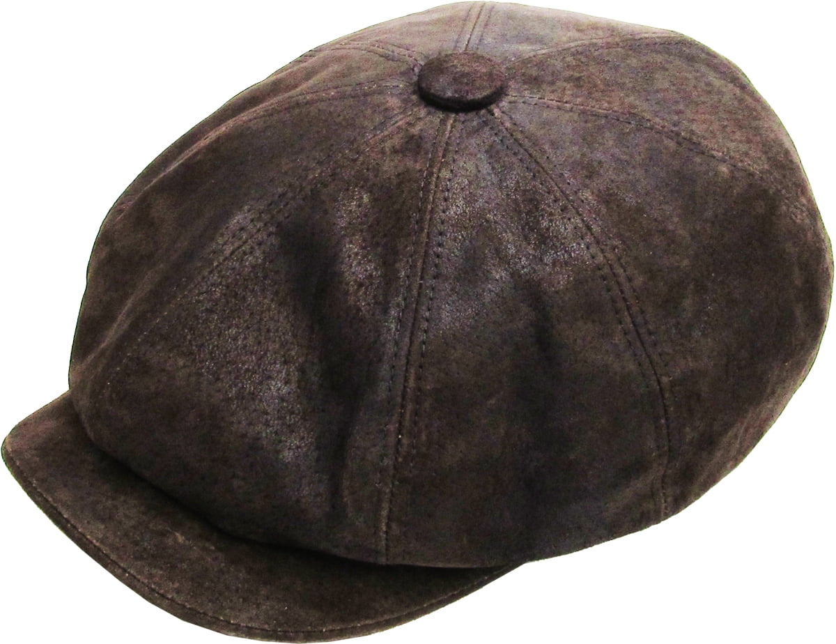 100% Genuine Leather Dark Brown Mens Ivy Hat Golf Driving Ascot Flat Cabbie Newsboy