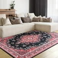 thumbnail image 2 of Lochas Soft Vintage Floral Area Rugs Floor Carpet Non Slip Rug for Living Room Bedroom Dining Kitchen Home Decor,5'x7',Red, 2 of 7