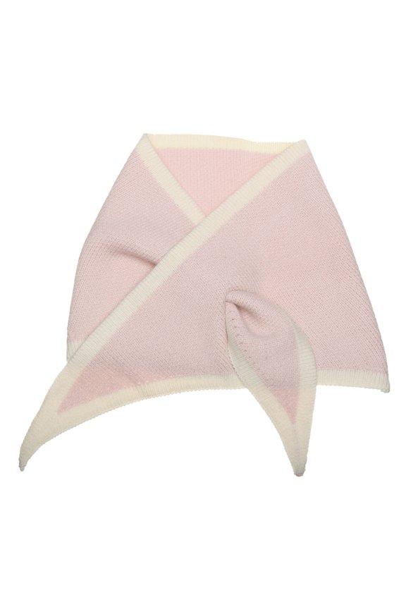 Contrast Color Triangle Neck Scarves Knit Scarf Neckerchief Winter Shawl for Women Pink