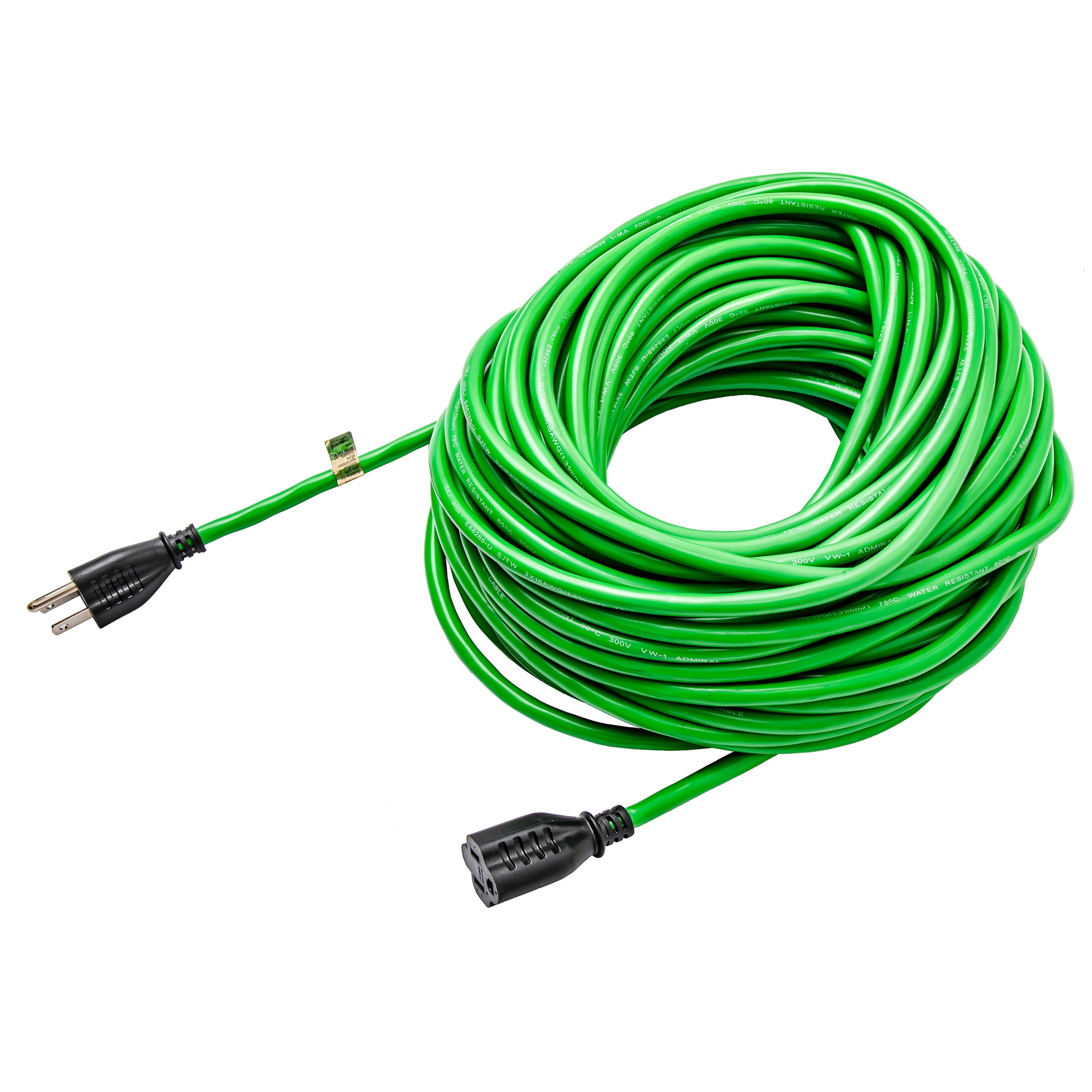 Hyper Tough 16AWGX3C 100ft Indoor and Outdoor Light Duty High Visibility Green Vinyl Extension Cord
