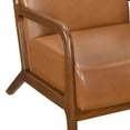thumbnail image 4 of Walnut Finish Sleek Design Accent Chair Brown Faux Leather Upholstery Modern Living Room Furniture 1pc, 4 of 5