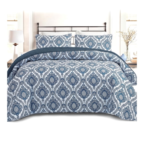 Unbranded Exclusivo Mezcla Reversible Boho Quilt King Size Blue