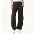 thumbnail image 3 of MLCDZ Women Barrel Travel Hiking Pants Elastic Waistband Tapered Leg Baggy Lightweight Loose Mid Rise Work Vacation Trousers Lounge Pant with Pockets, 3 of 9