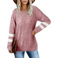 thumbnail image 2 of Haute Edition Female Women's Varsity Stripe Slouchy Long Sleeve T-Shirt Top, 2 of 3