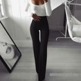 thumbnail image 3 of blanco mujeres sólido cintura alta llamarada ancho pierna chic pantalones campana inferior yoga pantalonespangjing, 3 of 4