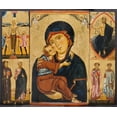 thumbnail image 2 of Berlinghiero 23x20 Black Ornate Wood Framed with Double Matting Museum Art Print Titled - Virgin and Child with Saints, 2 of 4