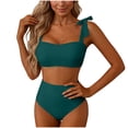 thumbnail image 2 of Roncen Women's Burgundy Deep V-Neck One Piece Swimsuit - Slimming High-Cut Bathing Suit with Open Back, Lace-Up & Gold Chain Accent, 2 of 5