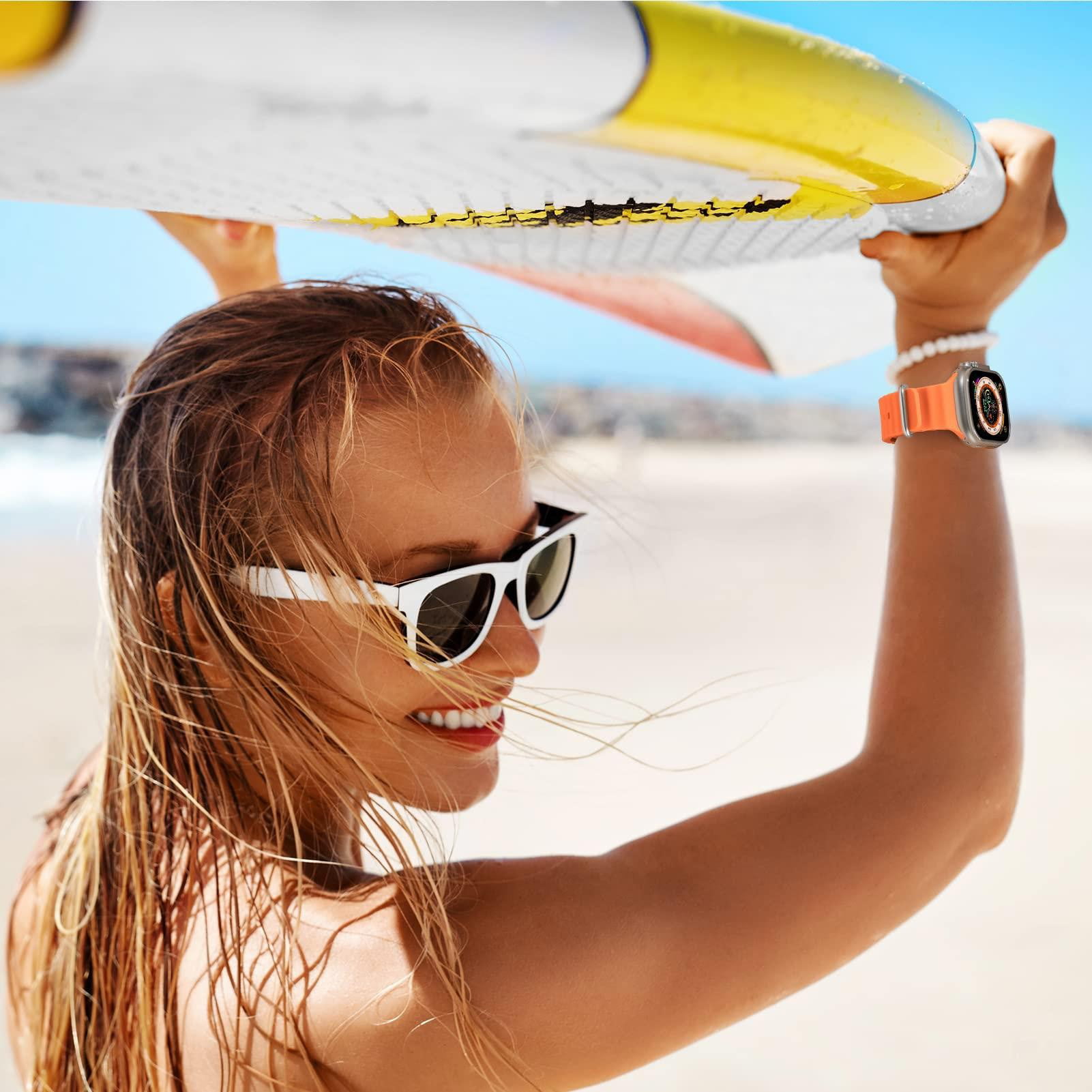 ALMNVO Ocean Band for Apple Watch Bands 49mm 44mm 40mm 45mm 41mm 42mm 38mm  40 44 45 mm Silicone Bracelet iWatch Ultra Series 7 6 3 SE 8 
