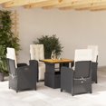 thumbnail image 1 of vidaXL 5 Piece Garden Dining Set with Cushions Black Poly Rattan, 1 of 5