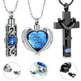 thumbnail image 6 of 3 Pack Urn Necklace for Ashes, Cremation Jewelry for Ashes, Crystal Heart Cross Cubic Ashes Necklace Ashes Keepsake for Men/Women Urn Necklace, 6 of 10