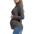 thumbnail image 4 of Qulqfy Turtleneck Long Sleeve Shirt Women Maternity Gray Plus Size Shirts Fleece Thermal Shirts for Women, 4 of 9