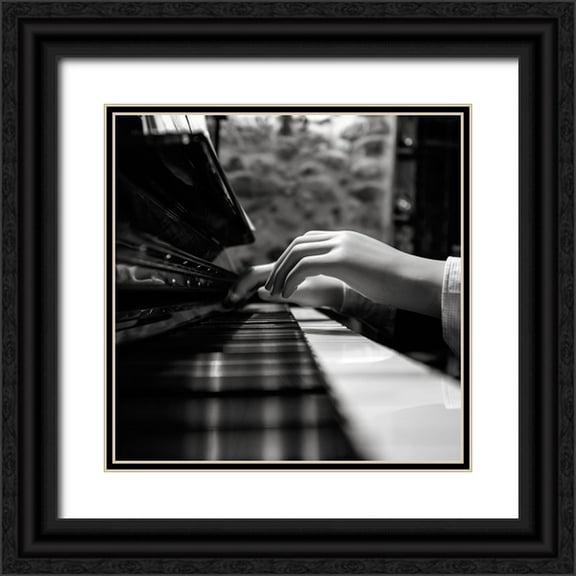 Antonio Cobo, Marco 12x12 Black Ornate Wood Framed with Double Matting Museum Art Print Titled - More Music Please