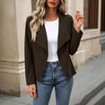 thumbnail image 3 of TGSLY Women's Faux Suede Jackets Fashion Fall Lapel Open Front Cropped Coat Dressy Casual Solid Color Long Sleeve Outwear Jackets S, 3 of 10