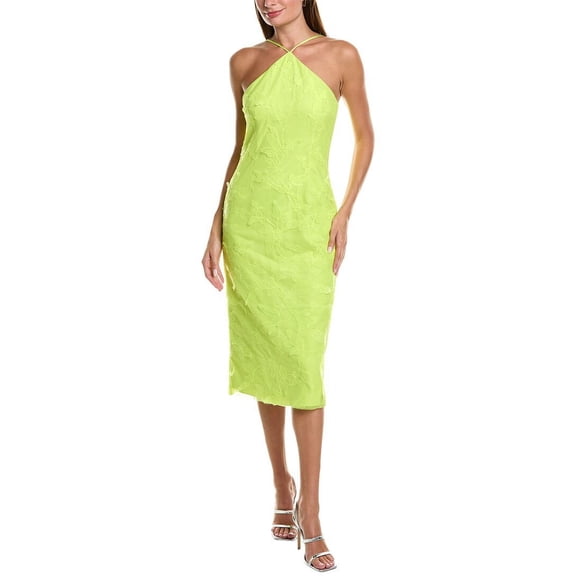 ML Monique Lhuillier womens  Kayla Tulle Midi Dress, 14, Yellow