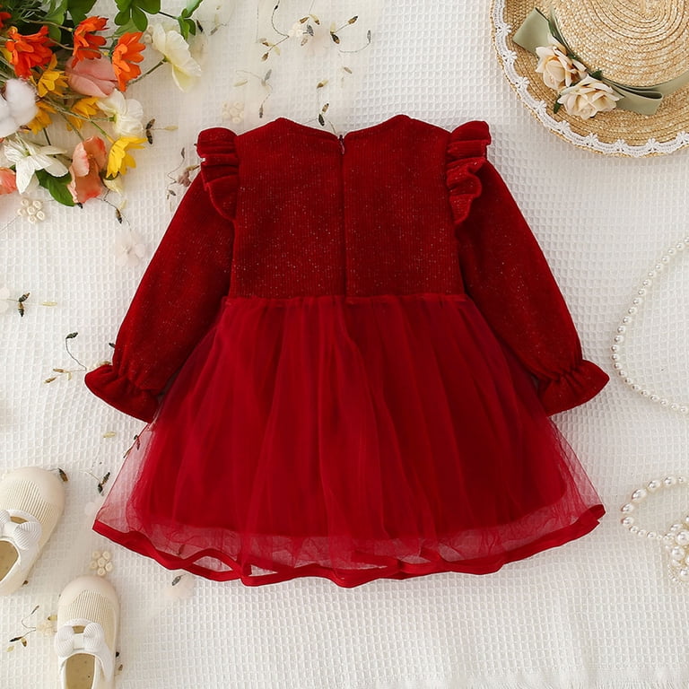 Baby Girls Dresses Fall Winter Bow Long Sleeve Princess Sweet Mesh Birthday Party Dress for Girl Size 18-24 Months Baby Girls Dresses Fall Winter Bow Long Sleeve Princess Sweet Mesh Birthday Party Dress for Girl Size 18-24 Months