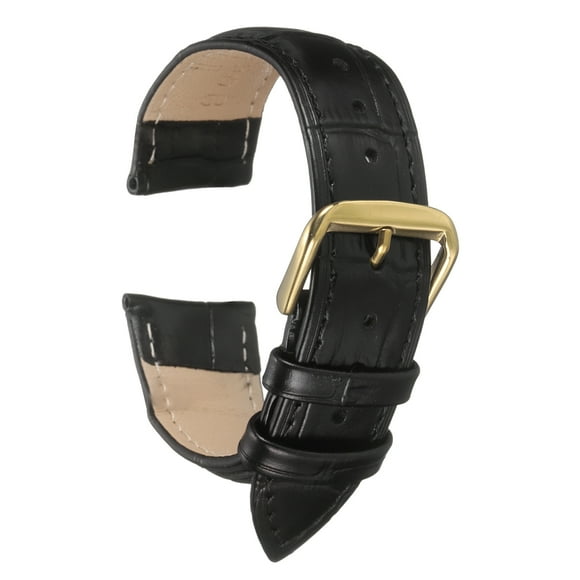 Uxcell Leather Watch Bands 20mm Classical Embossed Replacement Strap Elegant Vintage Watchband, Black Gold