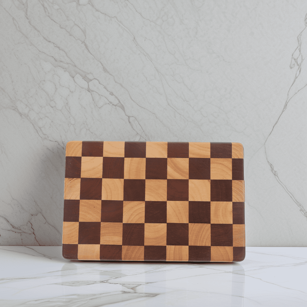 OUNONA Stable Backing Meal Prep Cutting Board Wood Checkerboard Patterned Cutting Board
