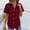 Wine, variant on Womens Burgundy Linen Button Down Shirt - Short Sleeve Relaxed Fit Blouse with Pockets, Wine Red Casual Top for Women, Breathable Summer Office Shirt,Size M