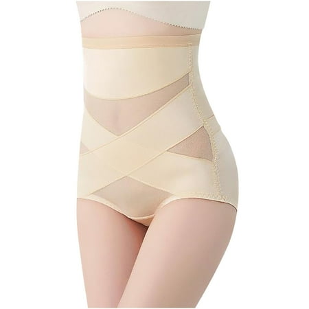 

Lovskoo High Waist Panties Tummy Control Women Ladies Underpants Shaper Fiber Underwear Thong Compression Bodysuit Shaper with Butt Lifter Beige