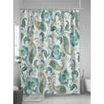 thumbnail image 5 of Fsddascl Teal Paisley Floral Shower Curtain Set - 72" x 78" Washable Bathtub Curtain with 12 Hooks, Boho Ethnic Tribe Traditional Waterproof Fabric Stall Shower Curtains for Bathroom/Bathtub Décor, 5 of 6