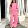 thumbnail image 6 of Rciityk Big Girls Solid Fleece Lined Hoodies Wide Leg Pants 2 Piece Matching Outfit Warm Loose Casual Tracksuit for Cold Weather, 6 of 7