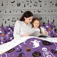 thumbnail image 4 of Erosebridal Gothic Skeleton Ghost King Size Comforter Sets 3pcs,Halloween Black Cats Comforters King Size,Purple,Reversible,1 Comforter and 2 Pillowcases, 4 of 6