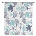 thumbnail image 2 of Teal Blue Coastal Semi Sheer Curtains Drapes for Living Room,Bedroom,French Doors Window 45 Inches Long,Sea Turtle Nautical Coral Summer Beach Rod Pocket Chiffon Curtain Drapery Voile Drape Panel, 2 of 6