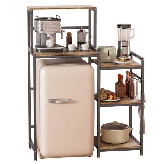 TidBay Kitchen Storage Rack, Mini Fridge Stand with Storage Shelves, 5-Tier Mini Fridge Cabinet Microwave Stand Baker Rack, Utility Storage Shelf for Dorm Kitchen